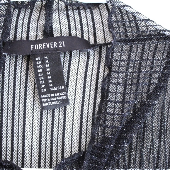 Forever 21 Sparkly Black Mock Neck Mesh Top - Picture 2 of 2